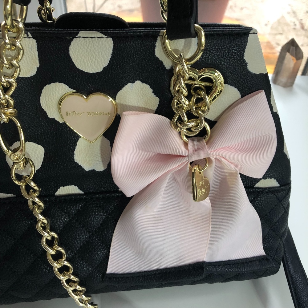 Betsey Johnson Black and Cream Polka Dot Purse Pin - Picture 4 of 4